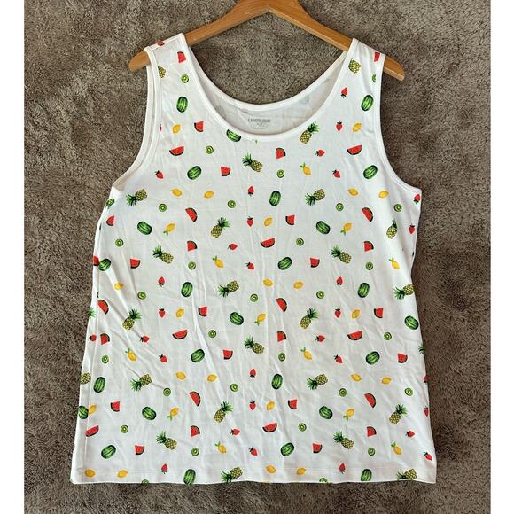 Lands' End Fruit Print Tank Top Summer Shirt XL Tall XLT 18 Women's - Picture 1 of 6